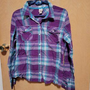 Mossimo Purple & Teal Long Sleeved Size- Large, 100 Percent Cotton